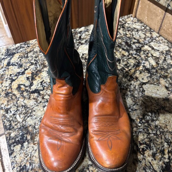 Men's Tony Lama Style 2045 Cognac Western Roper - Size 9D - Picture 1 of 4